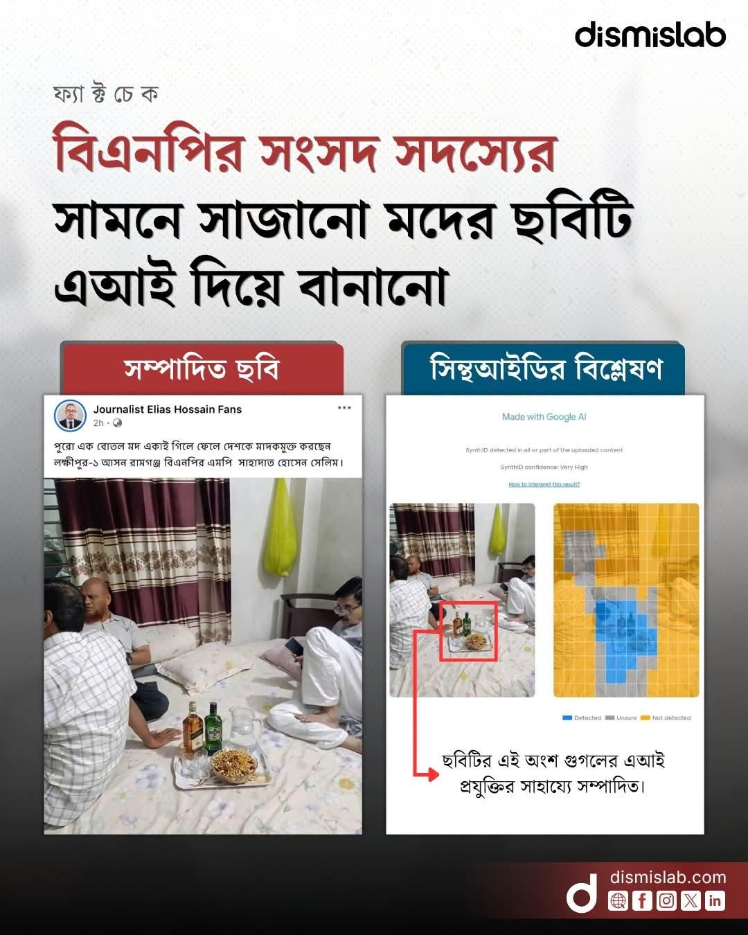 এমপি শাহাদাত হোসেন সেলিমকে জড়িয়ে ছড়ানো ছবি আংশিক এআই সম্পাদিত: ডিসমিসল্যাব